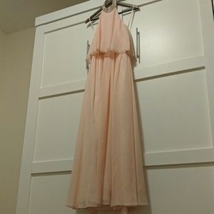 Peach Halter Chiffon Dress